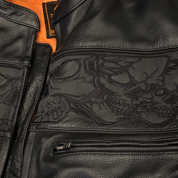 Men's Black Leather motorcycle Jacket with zip out lining - Picture 2 of 5